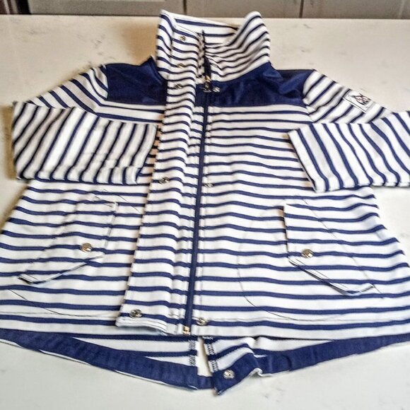 Lauren Ralph Lauren Navy Stripe Cotton Jacket - Picture 4 of 10